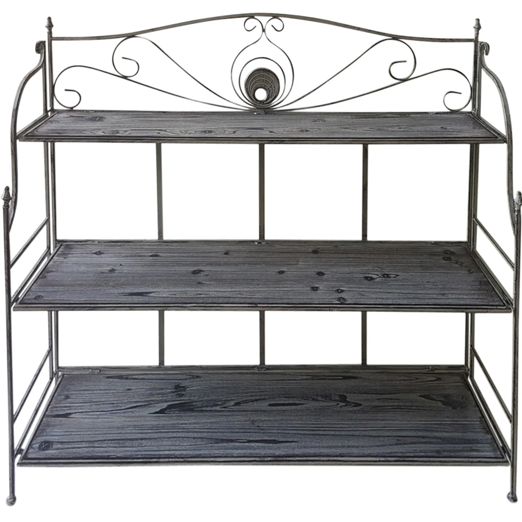 40In. Rustic Metal Rack With Folding Wood Top Shelves Outlet