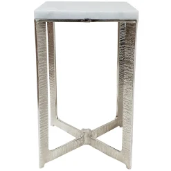 Judd Silver Accent Table With Marble Top Premium