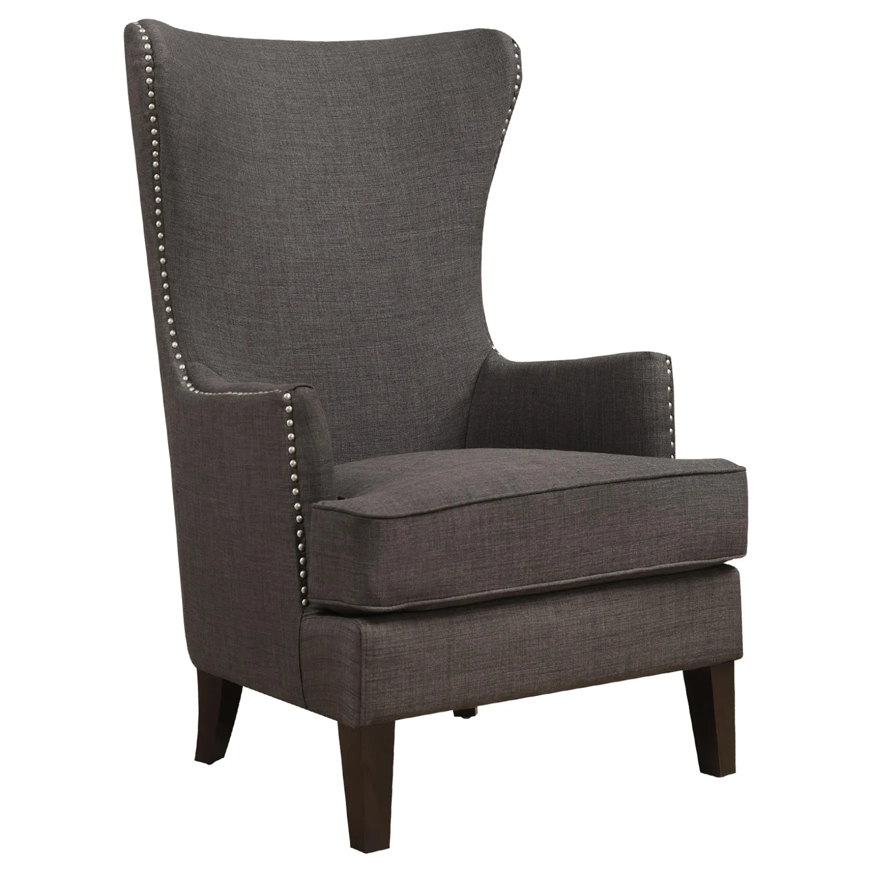 Kori Charcoal Grey High Back Accent Chair With Nailhead Trim Good Quality