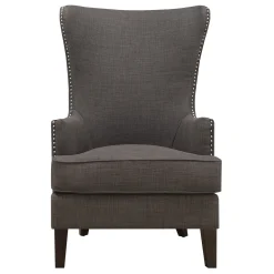 Kori Charcoal Grey High Back Accent Chair With Nailhead Trim Good Quality