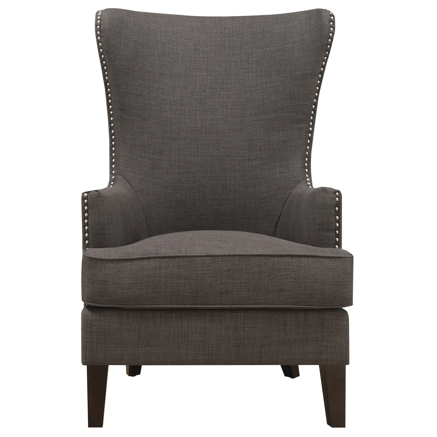 Kori Charcoal Grey High Back Accent Chair With Nailhead Trim Good Quality