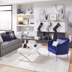 Laila Ali Avani Blue Velvet Accent Chair Opening Sales