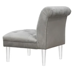 Laila Ali Grey Tufted Accent Chair With Clear Acrylic Legs Outlet