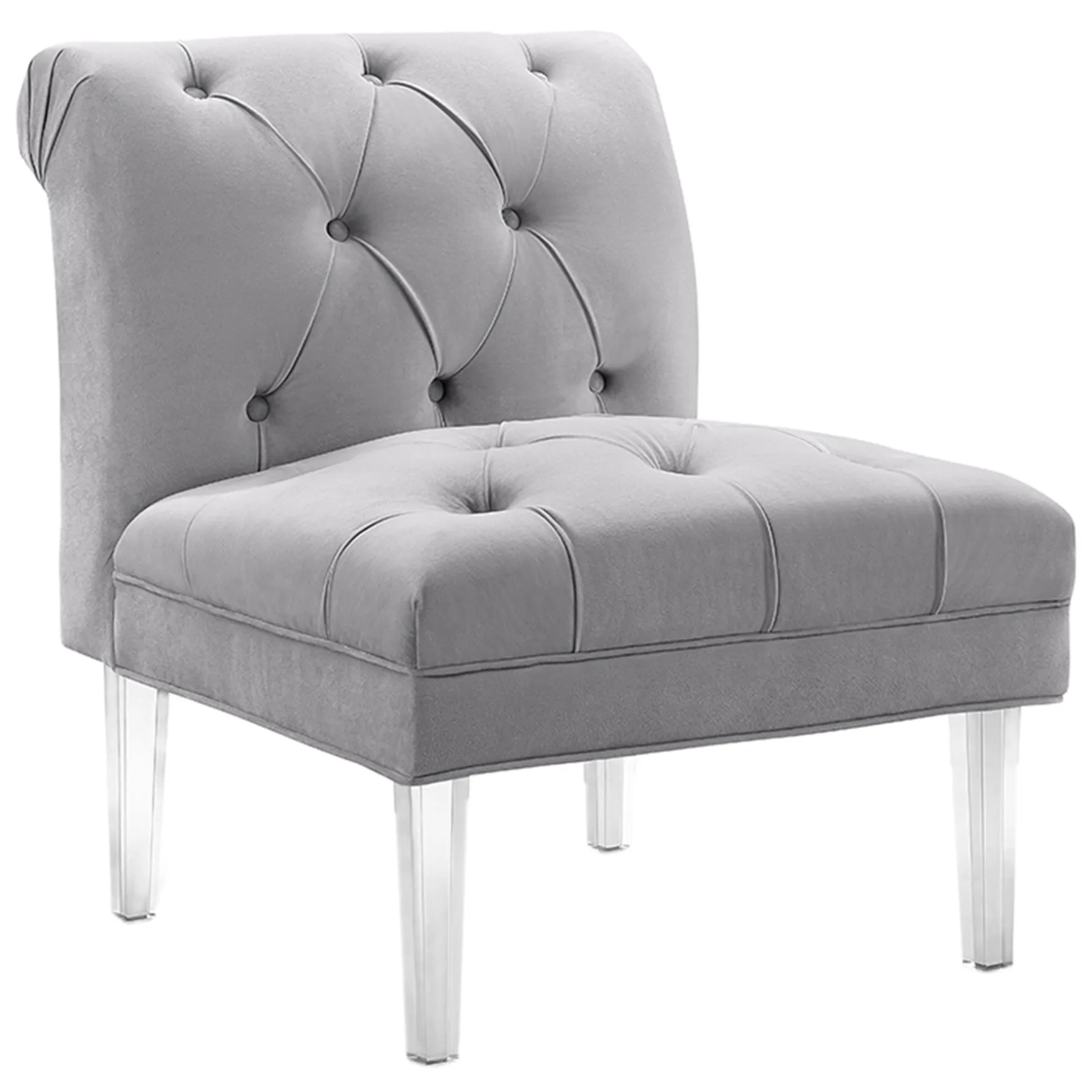 Laila Ali Grey Tufted Acrylic Leg Accent Chair Kd Fashion