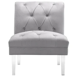 Laila Ali Grey Tufted Acrylic Leg Accent Chair Kd Fashion