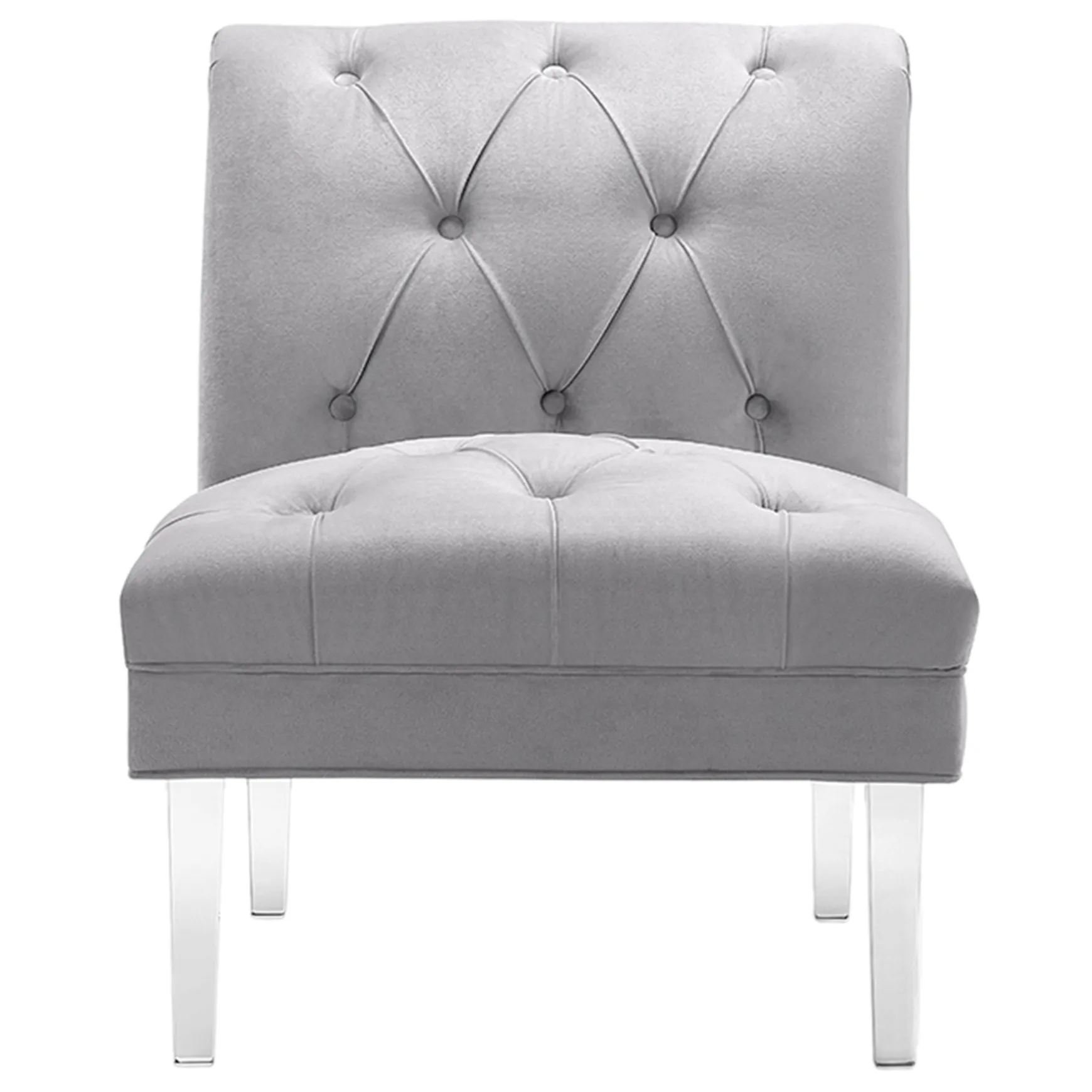 Laila Ali Grey Tufted Acrylic Leg Accent Chair Kd Fashion