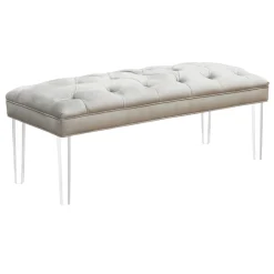 Laila Ali Grey Tufted Acrylic Leg Bench, Kd Online Discount