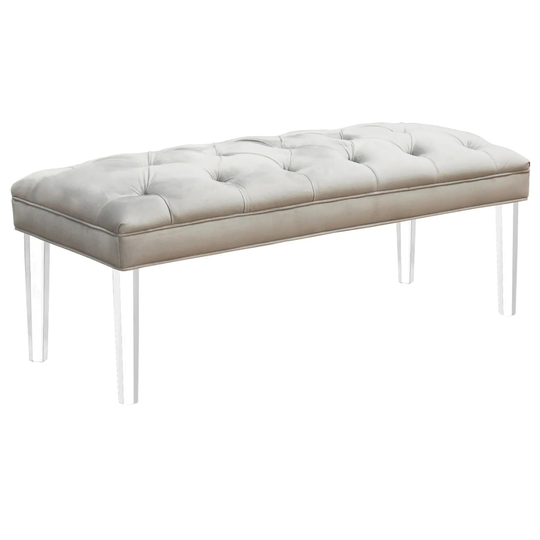 Laila Ali Grey Tufted Acrylic Leg Bench, Kd Online Discount