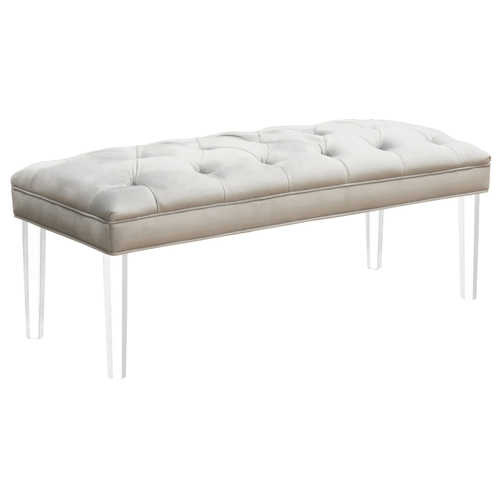 Laila Ali Grey Tufted Acrylic Leg Bench, Kd Online Discount