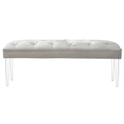 Laila Ali Grey Tufted Acrylic Leg Bench, Kd Online Discount