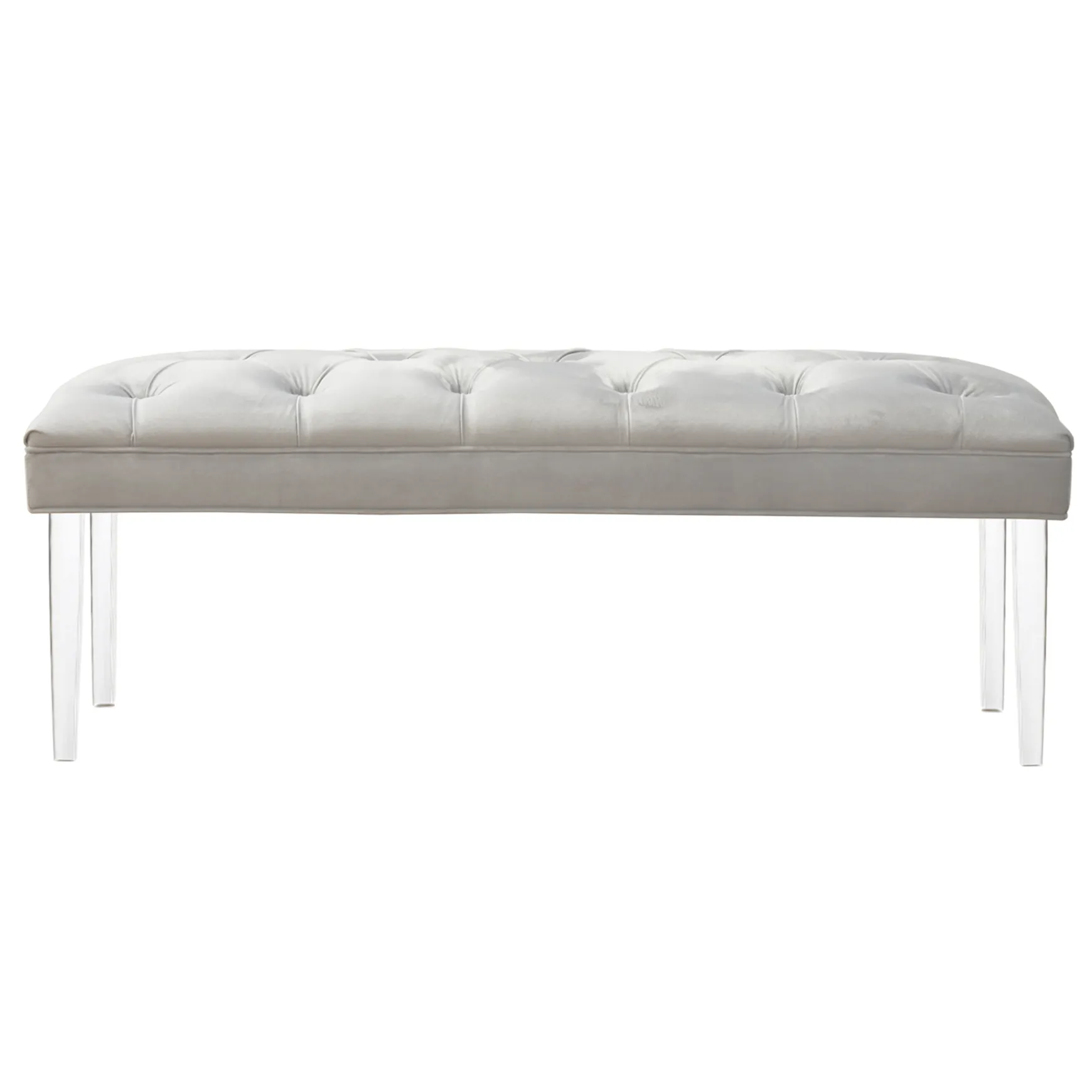 Laila Ali Grey Tufted Acrylic Leg Bench, Kd Online Discount