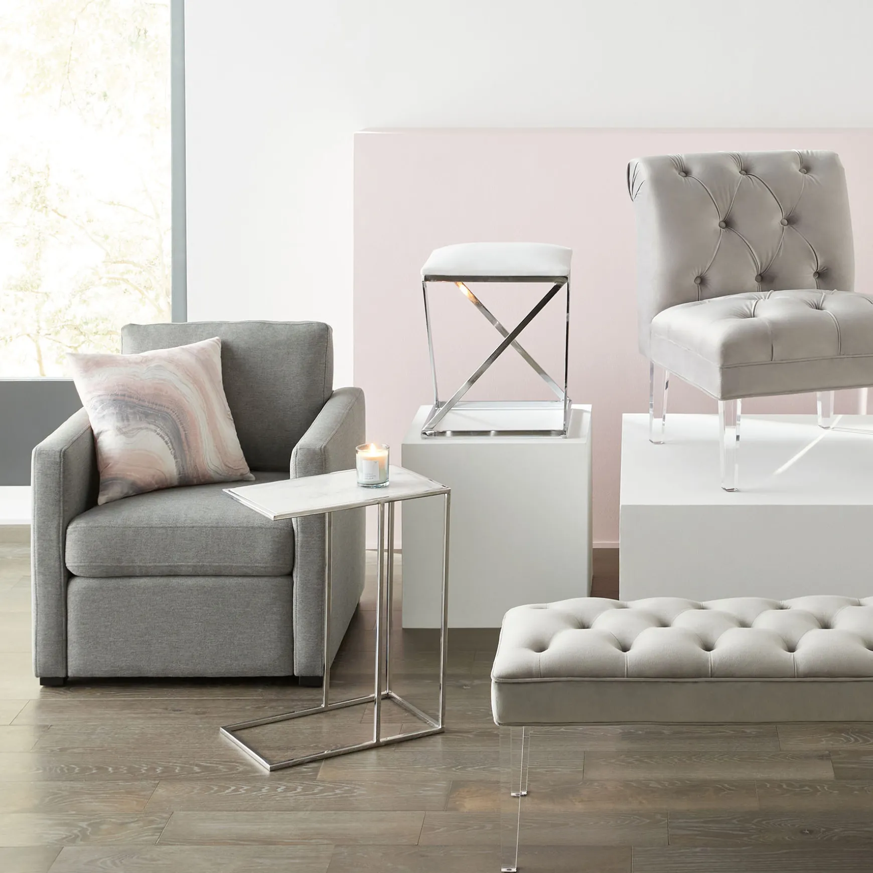 Laila Ali Harlowe Modern Track Arm Chair Promotion