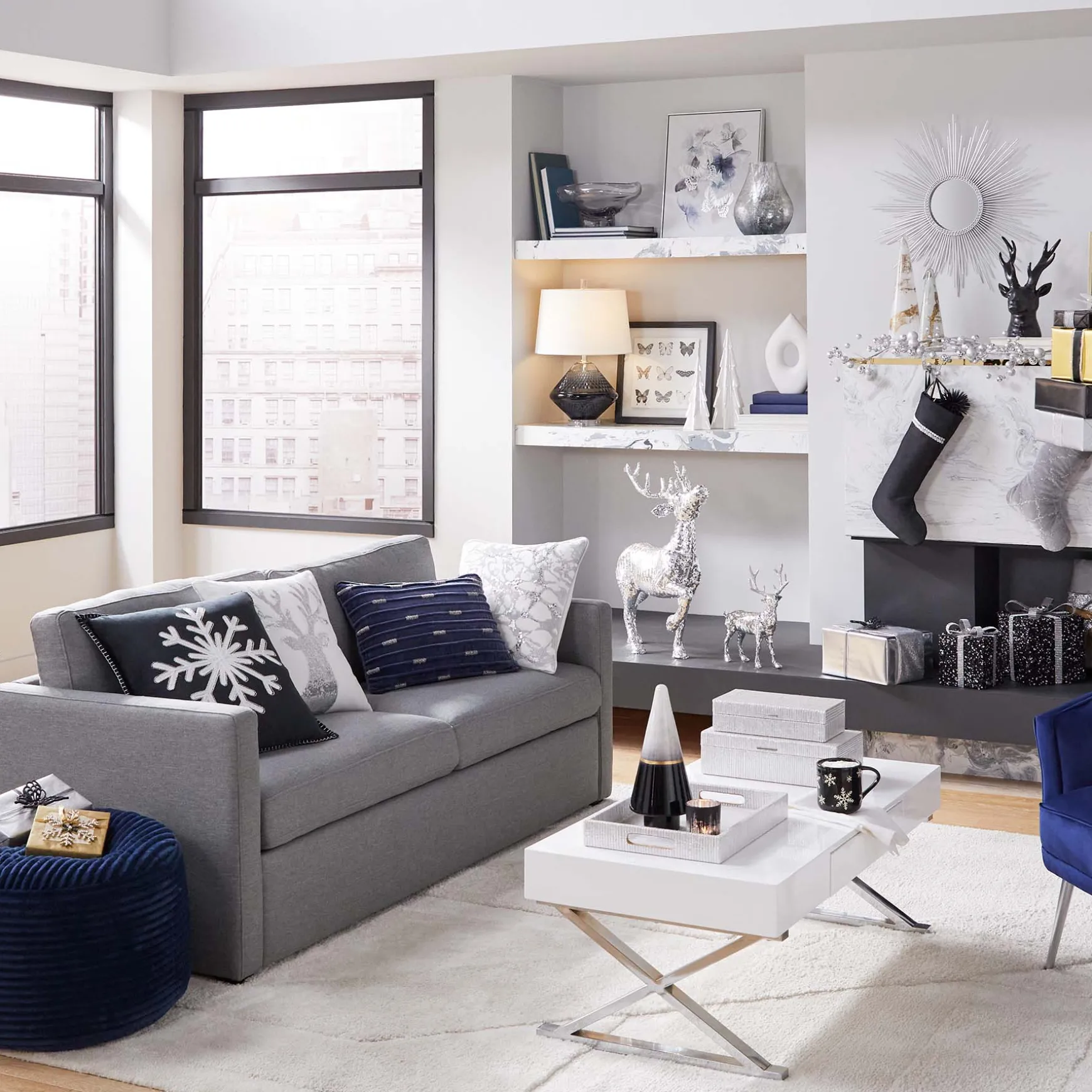 Laila Ali Harlowe Track Arm Sofa Grey Fashion