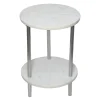Laila Ali Iris White Marble Accent Table Opening Sales