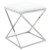 Laila Ali Modern White Velvet Ottoman Promotion