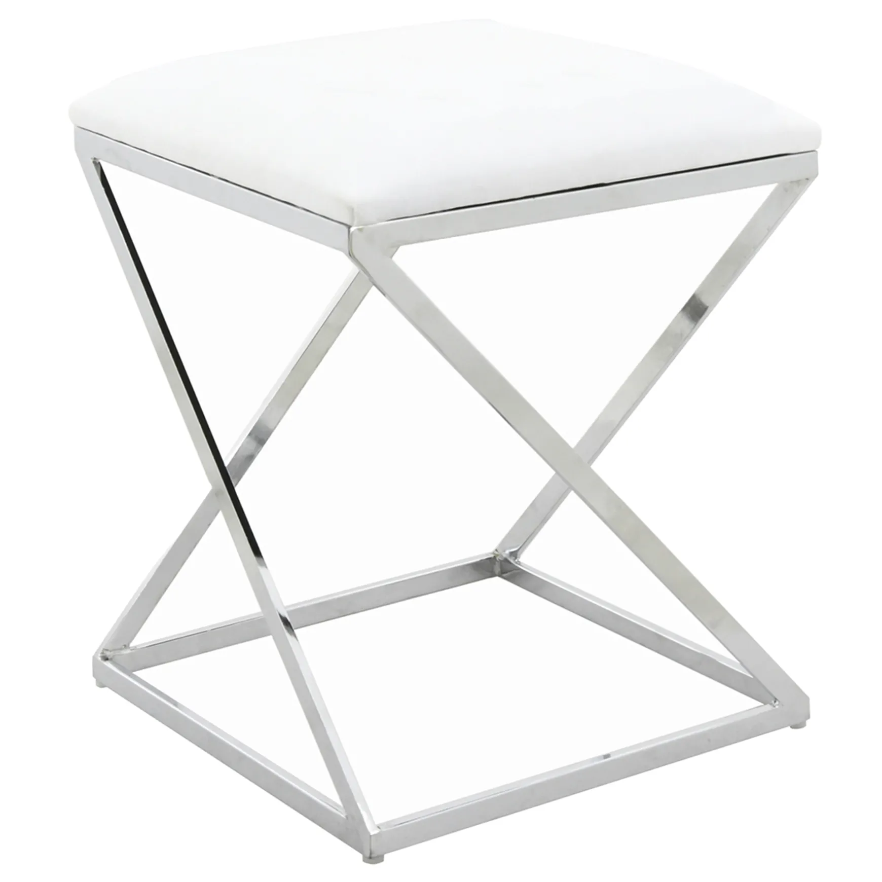 Laila Ali Modern White Velvet Ottoman Promotion
