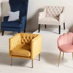 Lena Ivory Velvet Tufted Armchair With Nailhead Trim Discount Online