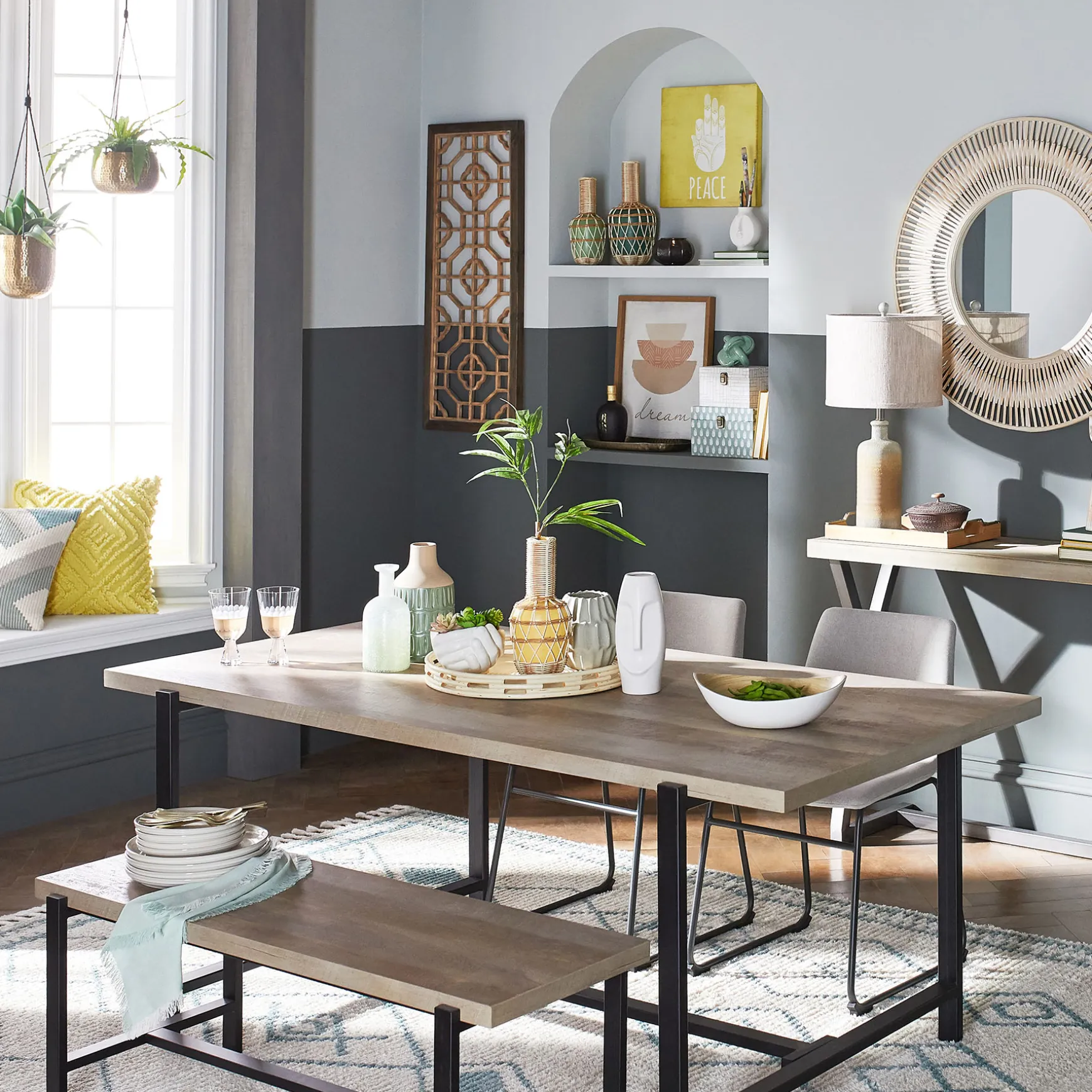 Loggy Wood & Metal Dining Bench, 47 Less Expensive