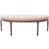 Lourdes Ivory Linen Tufted Curved Bench W/Distressed Wood Legs Opening Sales