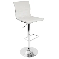 Master Faux Leather Adjustable Barstool, White Flash Sale