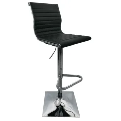Maxwell Adjustable Faux Leather Barstool, Black Promotion