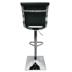 Maxwell Adjustable Faux Leather Barstool, Black Promotion