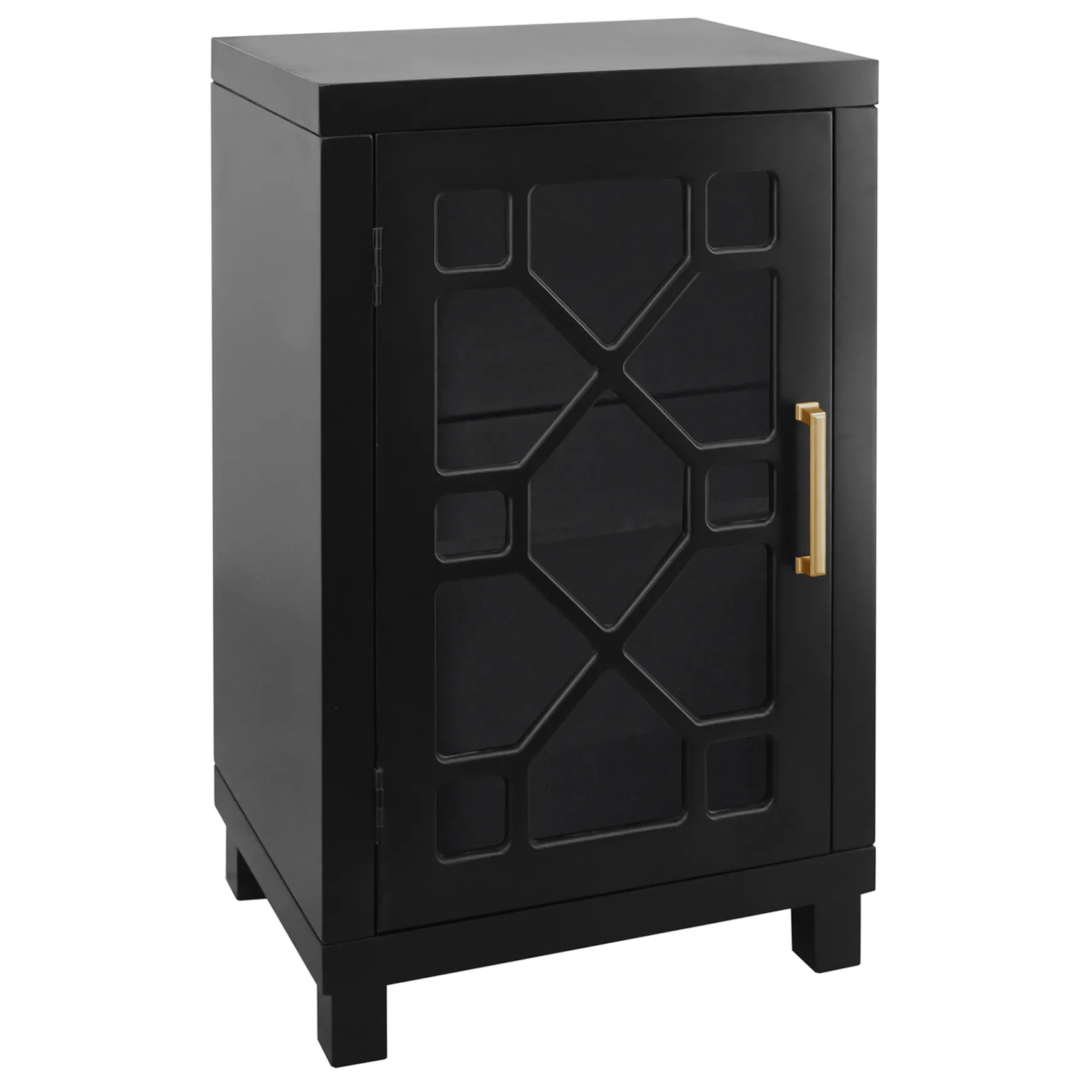 Merrick Black 1-Door Cabinet Less Expensive
