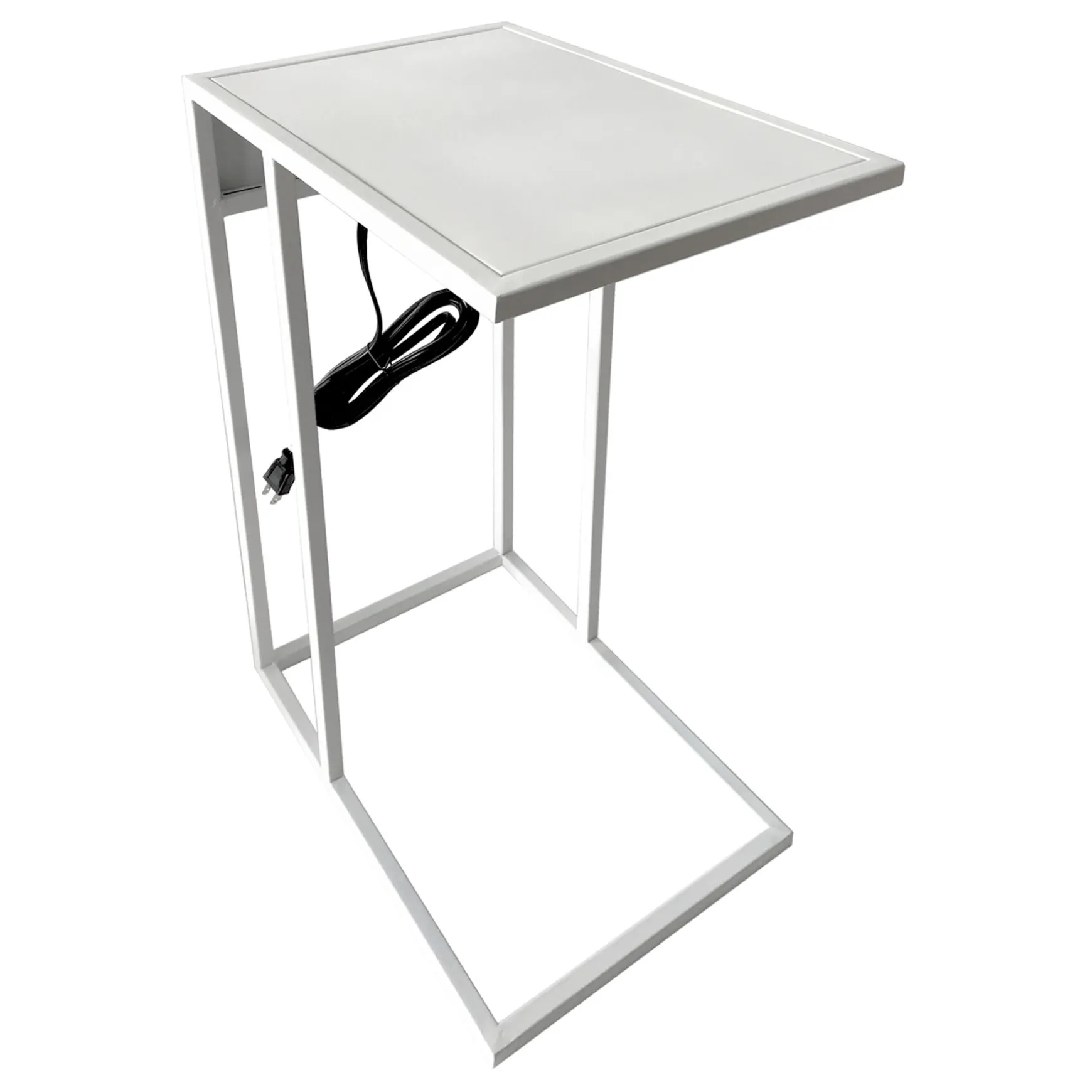Metal C-Table With Usb Port, White Premium