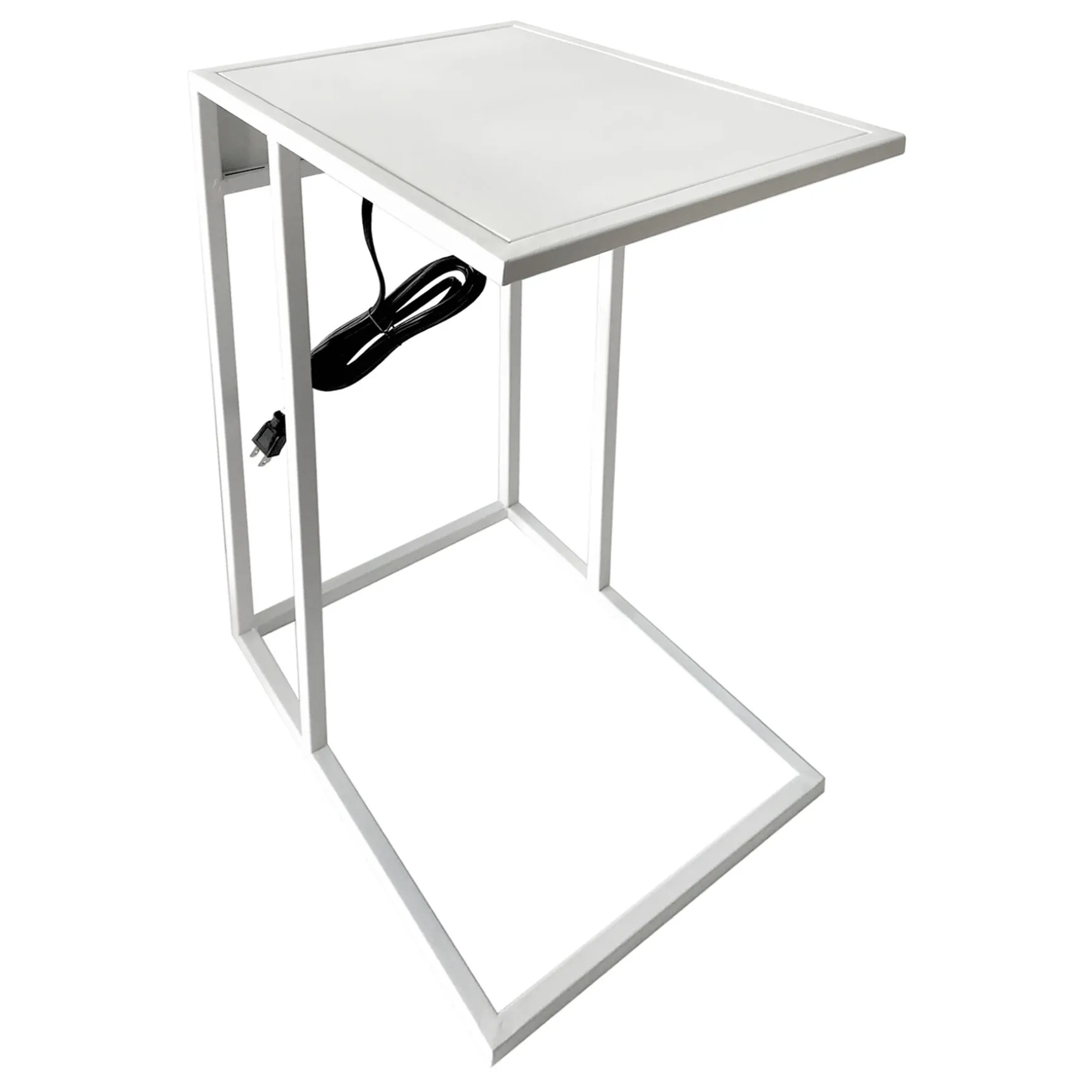 Metal C-Table With Usb Port, White Premium