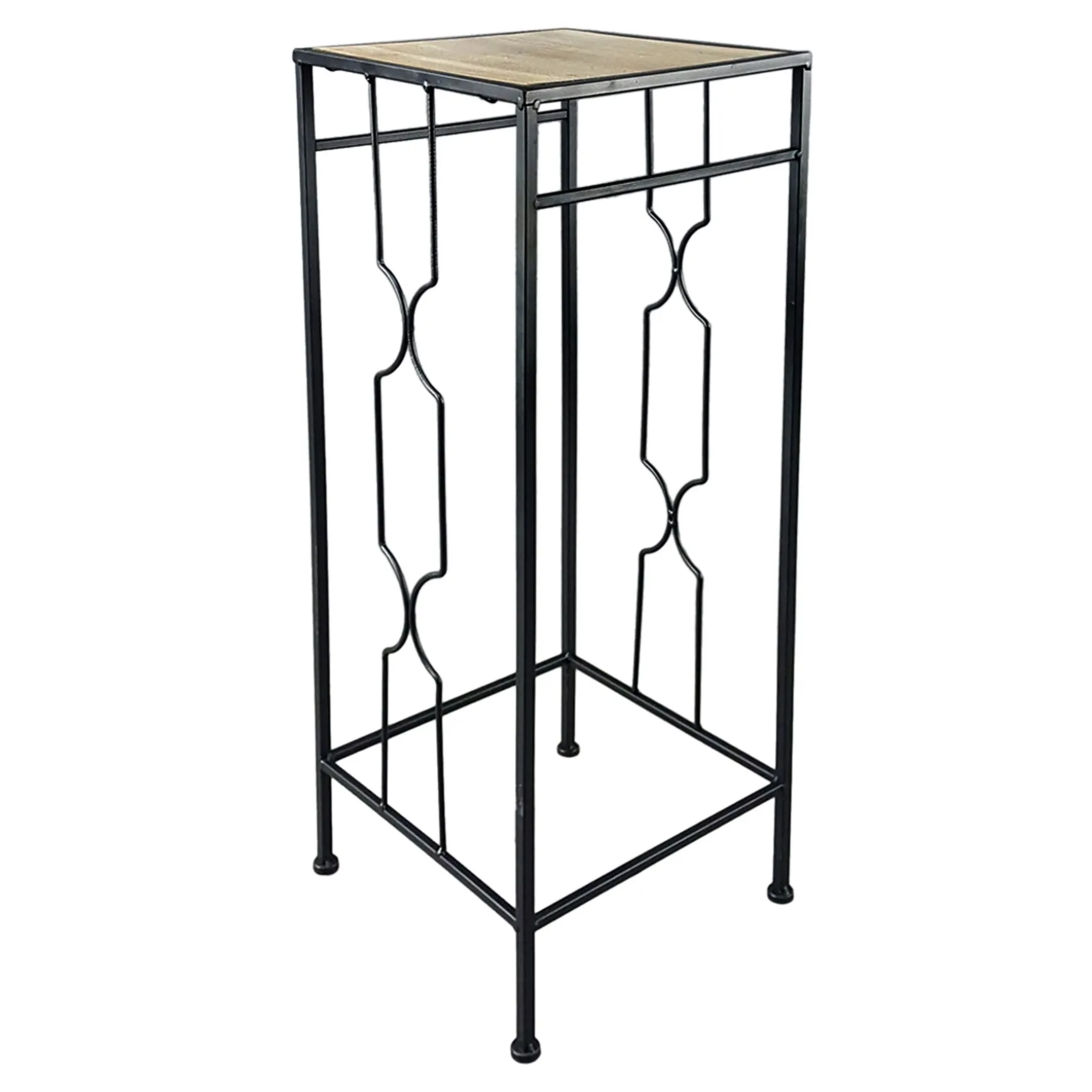 Metal Plant Stand With Wood Top Black, Large Promotion