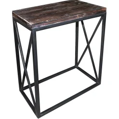 Metal X-Side Table With Wood Top, Large Outlet