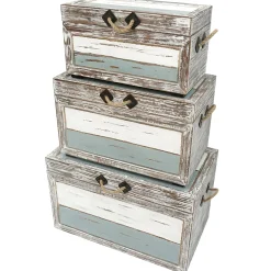 Nantucket Weathered Wood Decorative Storage Trunk, Medium Fashion
