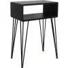 Open-Storage Accent Table With Hairpin Legs, Dark Grey Outlet