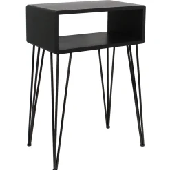 Open-Storage Accent Table With Hairpin Legs, Dark Grey Outlet