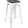 Oregon Vintage White Industrial Backless Barstool, 30 Opening Sales