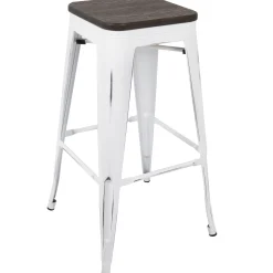Oregon Vintage White Industrial Backless Barstool, 30 Opening Sales