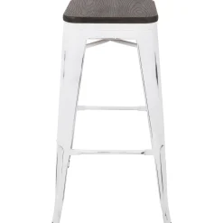 Oregon Vintage White Industrial Backless Barstool, 30 Opening Sales