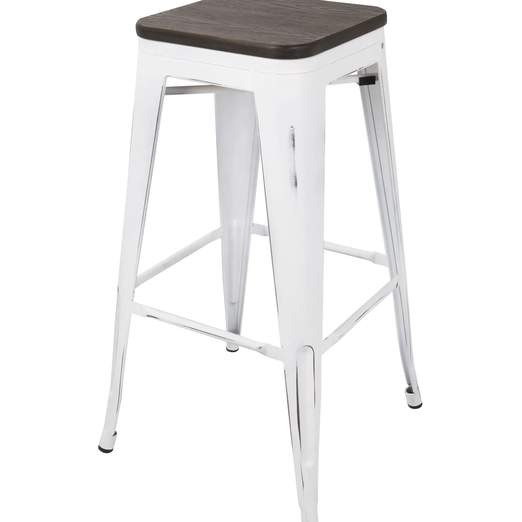 Oregon Vintage White Industrial Backless Barstool, 30 Opening Sales