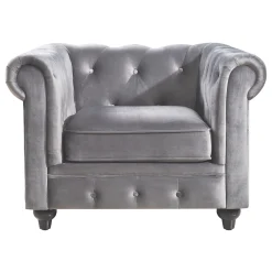 Providence Chesterfield Grey Velvet Tufted Chair Fashion