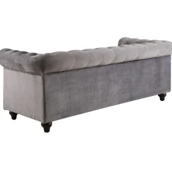 Providence Chesterfield Grey Velvet Tufted Sofa, 79 Promotion