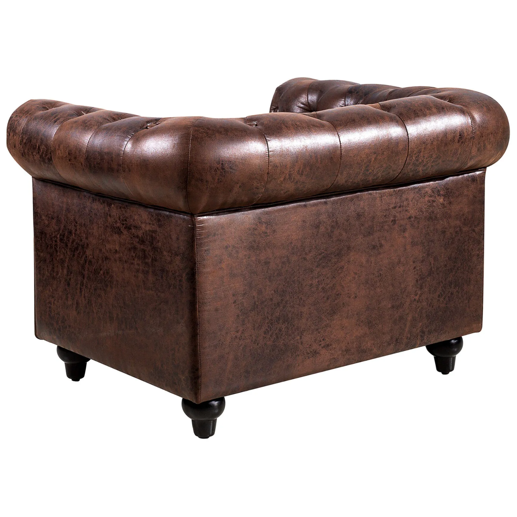Providence Chesterfield Tufted Brown Faux Leather Rolled Arm Chair Online Discount