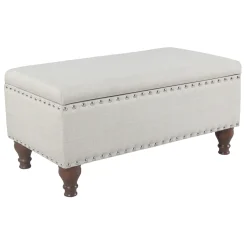 Providence Jasmine Linen Storage Ottoman, Beige Outlet