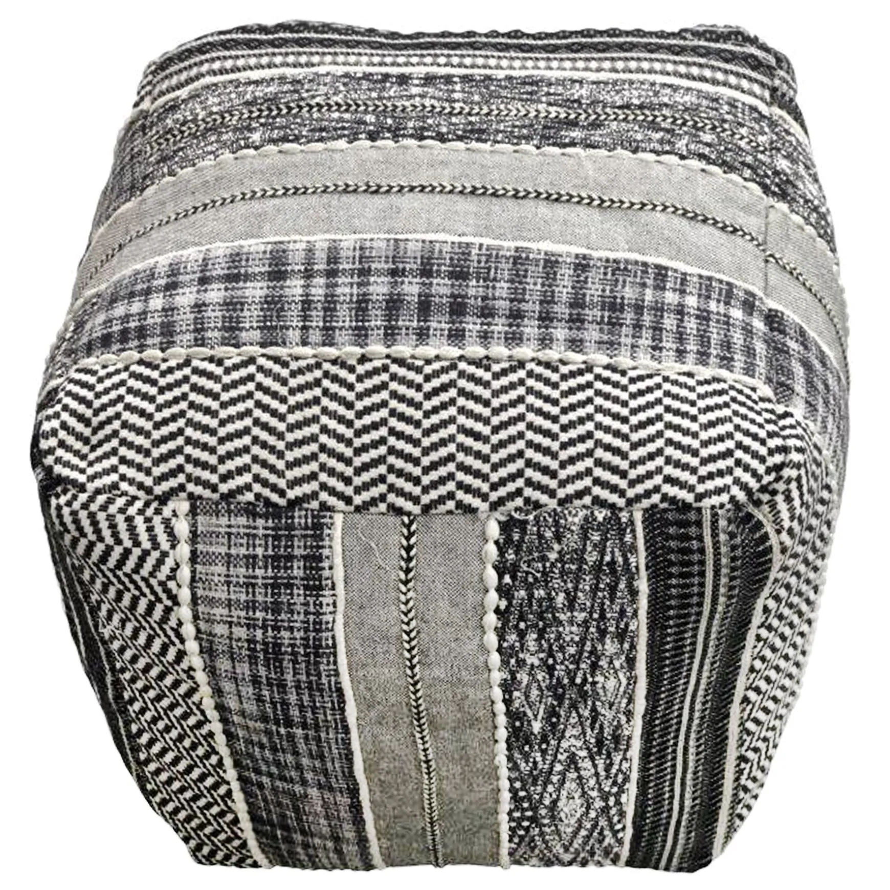 Ray Handwoven Striped Square Pouf Low Price