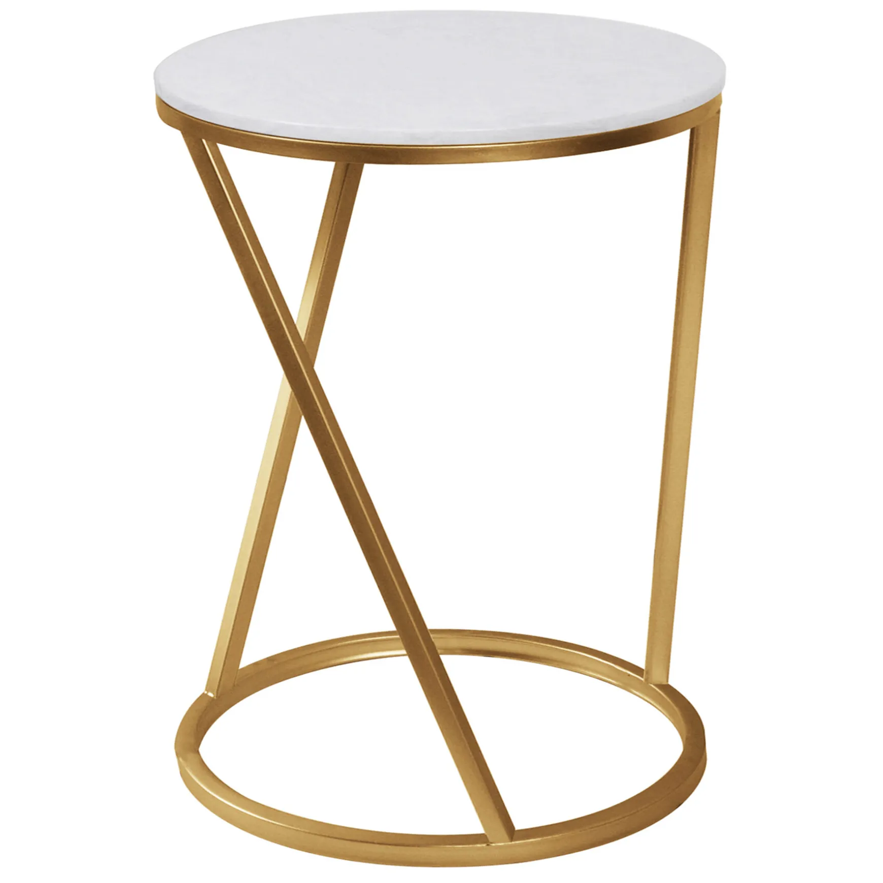 Round Quartz Top Accent Table With Gold Metal Base, Small Exquisite Gifts