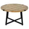 Round Wood Top Coffee Table With Metal X Base Clearance