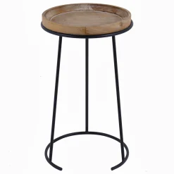 Round Wood-Top Metal C-Table Clearance