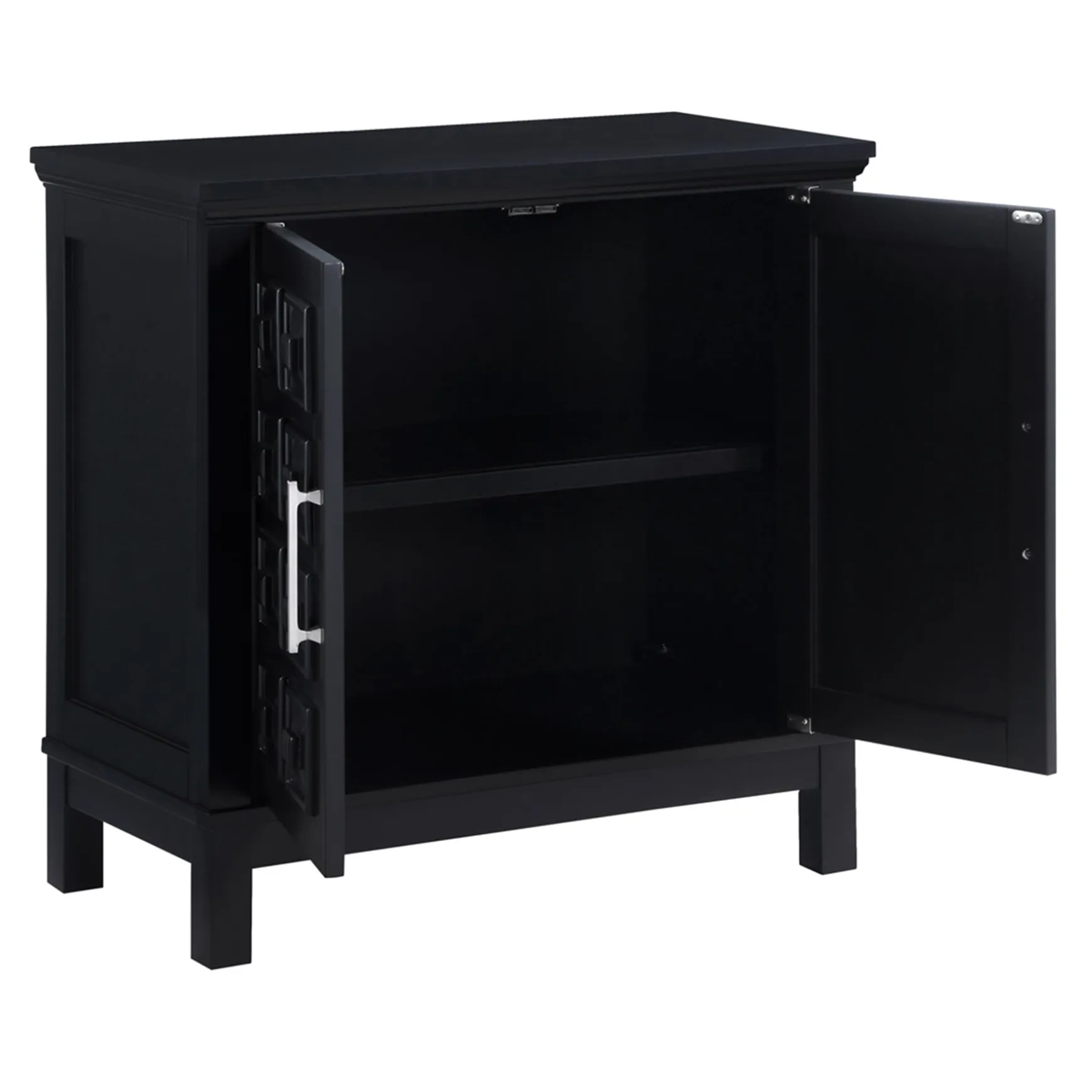 Sadie 2-Drawer Geometric Cabinet, Black Outlet