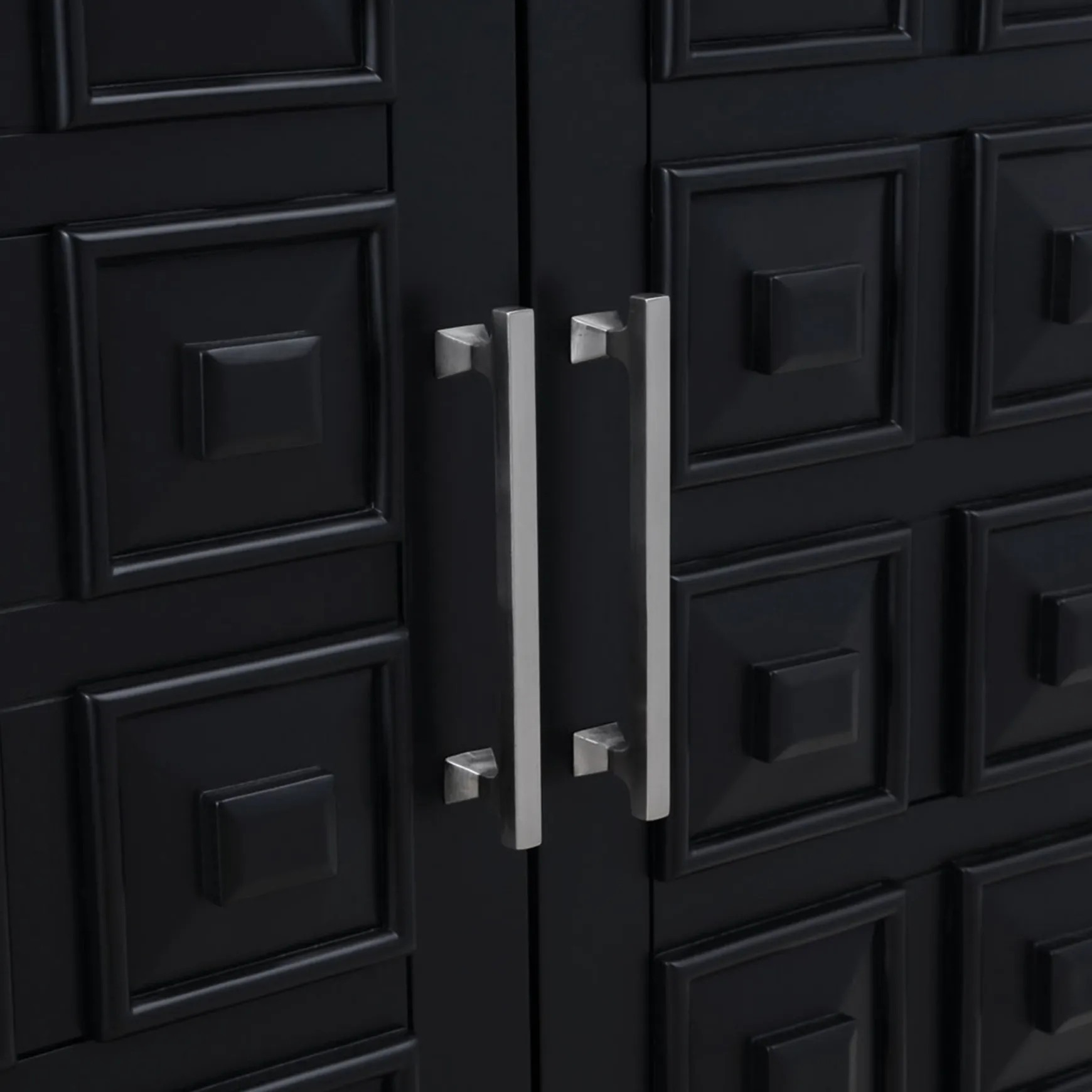 Sadie 2-Drawer Geometric Cabinet, Black Outlet