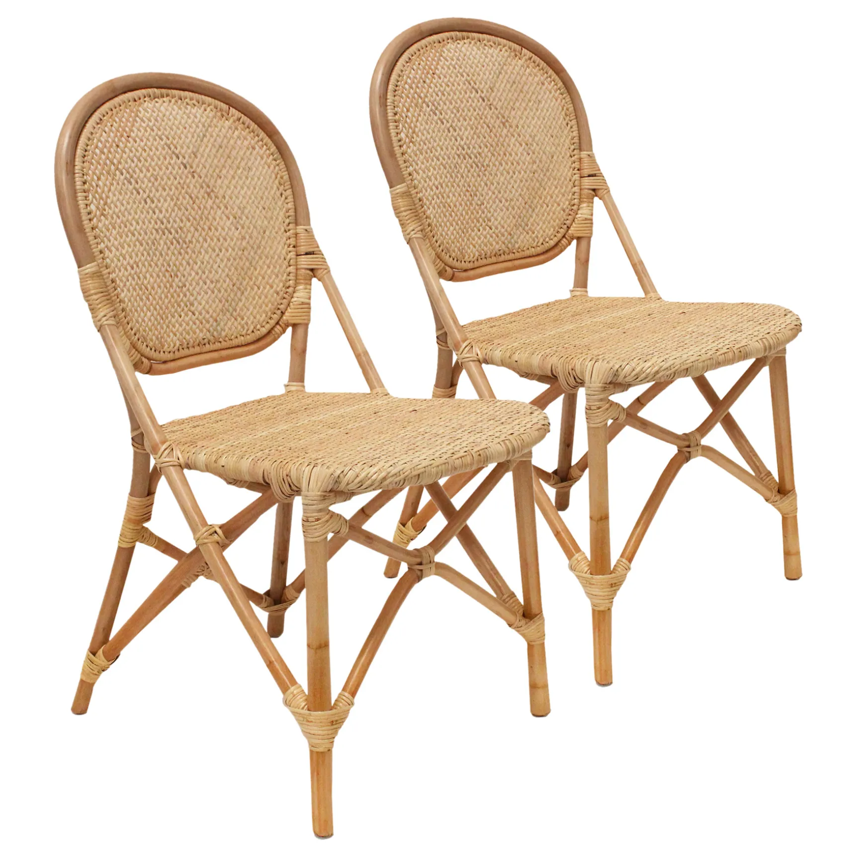 Set Of 2 Indah Rattan Bistro Dining Chairs Low Price