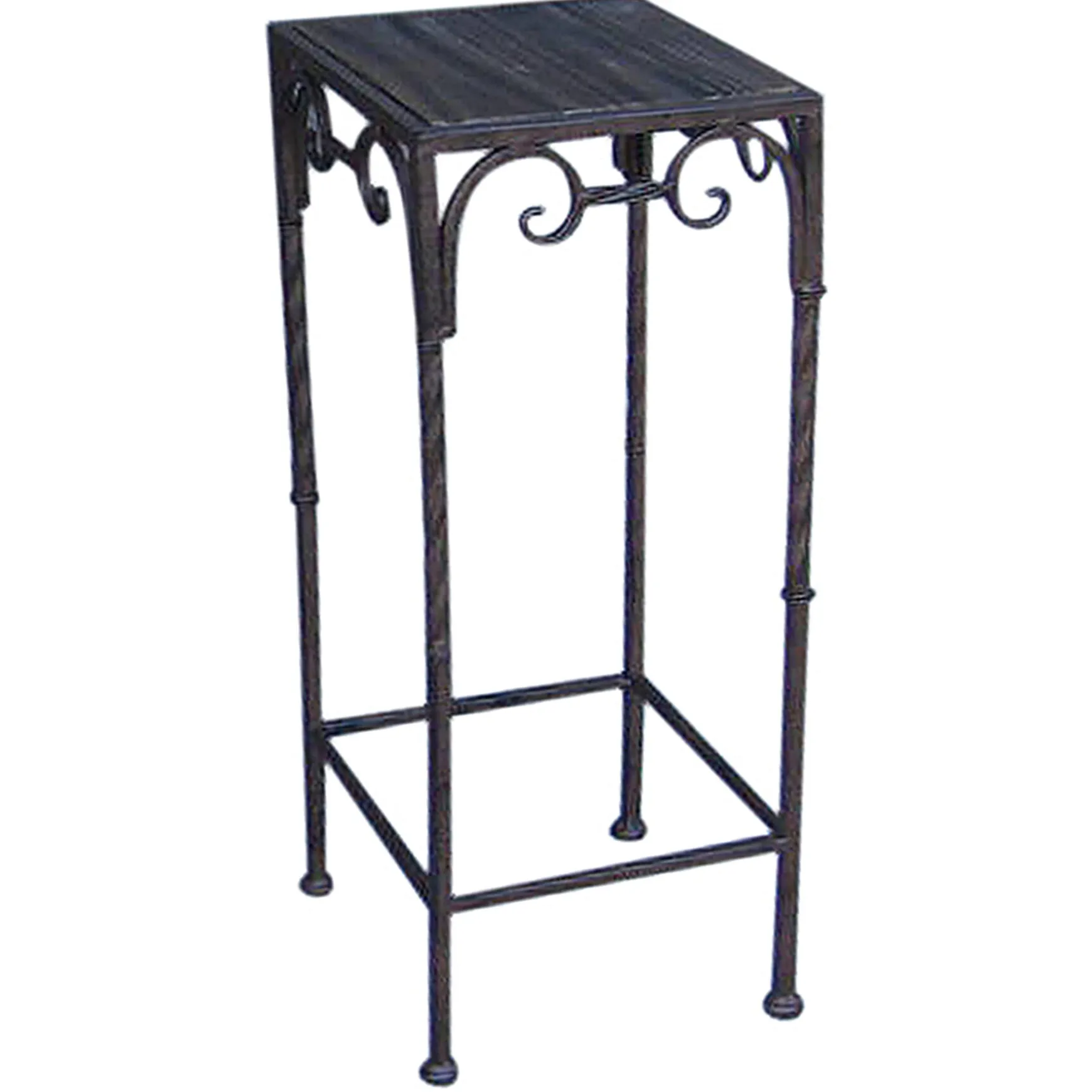 Square Wood Top Plant Stand With Brown Twist Metal Leg, Large Discount Online